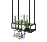 OGLFGLNY Porte-Porte-vin en métal sous l'armoire Suspendue Porte-Verre en Verre pour Les Bouteilles de vin et Les Verres étagères de Rangement Noire Nizer pour Les Bars et la décoration intérieure