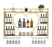 OGLFGLNY Rack à vin Mural en métal avec étagères à Liqueur Flottante à lumière LED Holder Verre vers Multi-Fonction Organisateur de Stockage d'orgue 120x15x8 Idéal pour Kitchen Home Bar Cafe