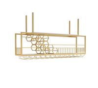 OGLFGLNY Rack de vin de Plafond Suspendu Industriel avec Une Conception de Plate-Forme Flottante de Grande capacité pour Les Bouteilles de vin et Les Verres parfaites pour Le Rangement du vin/vaisse