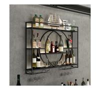 OGLFGLNY Racks à vin en métal Mur à vin Industriel des Supports à vin Industriel pour Bar étagères flottantes Bouteille à vin et Porte-Verre pour décoration intérieure Noire (47,2x5,9x31.5 Pouces)
