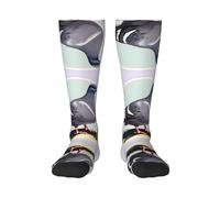 Ogniwo Chaussettes fantaisie amusantes pour homme et femme, unisexe, imprimé pigeon gris, 1 noir, taille unique