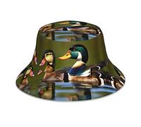 Ogniwo Deux canards colverts à large bord pliable, chapeau bob, chapeau de soleil, chapeau de pêche, pour homme et femme, Deux canards colverts, taille unique