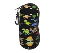OGNOT Boîte à lunettes de soleil et lunettes avec images de dinosaures en carton, douce, pour femmes et hommes avec fermeture éclair et crochet
