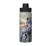 OGNOT Gourde isotherme en acier inoxydable avec imprimé Hyène - 532 ml - Réutilisable - Pour la randonnée