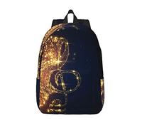 OGNOT Grand sac à dos pour ordinateur portable, école, sac à dos de voyage, motif note de musique dorée avec étoiles brillantes tombées, Note de musique dorée avec étoile brillante, Medium