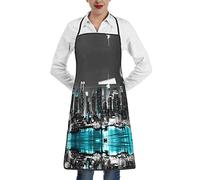 OGNOT Mallard Duck Tablier de cuisine pour homme et femme avec poches, pour cuisine, barbecue, dessin, nettoyage domestique, Peintures de New York, taille unique