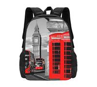 OGNOT Sac à dos rétro imprimé téléphone de Londres Angleterre UK sac à dos pour ordinateur portable sac à dos d'école sac à dos pour homme femme sac à dos de voyage pour l'école, Noir , taille unique