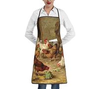 OGNOT Tablier de cuisine mignon en forme de cochon pour femme et homme avec poches, pour cuisine, barbecue, pâtisserie, dessin, nettoyage domestique, Poule rôti Ferme, taille unique