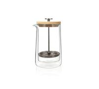 OGO Living Cafetière à piston 7912151 – 500 ml verre double paroi couvercle bois