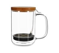 OGO LIVING - Mug café presse roméo 450ml en verre avec couvercle bois - 7912024