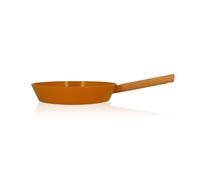 POELE ECTOR 28 CM EN ALUMINIUM REVETEMENT CERAMIQUE JAUNE AVEC MANCHE EN BOIS