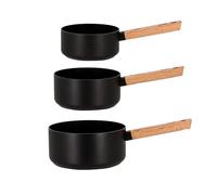 OGO LIVING - Set 3 casseroles ector noir en aluminium 16/18/ 20cm avec poignée bois - 6014154