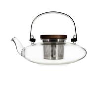 OGO LIVING - Théière en verre 500ml - 7912107 - idéal pour le thé et la tisane - théière en verre borosilicate et couvercle en bois d'acacia