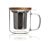 OGO LIVING - tisanière gustave 300ml - 7912103 - Idéal pour le thé, la tisane, les infusions et le rooibos - mug à thé en verre et couvercle en bois d'acacia