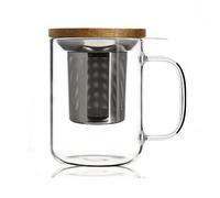 OGO LIVING - tisanière gustave 450ml - 7912005 - Idéal pour le thé, la tisane, les infusions et le rooibos - mug à thé en verre et couvercle en bois d'acacia