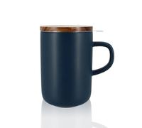 Tisanière - OGO LIVING - Tisanière en grès - 475ml - Couvercle en bois - Bleu