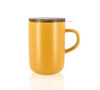 OGO LIVING - tisanière Juliet 475 ml - Idéale pour le thé et la tisane - Mug à thé en grès et couvercle en bois d’acacia - jaune - 7912030