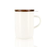 OGO Tisanière Juliet 475 ml – Grès, couvercle en bois d'acacia – Blanc