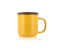 OGO LIVING - Tisanière Juliet Jaune 300ml - Idéale pour le thé et la tisane - Mug à thé en grès et couvercle en bois d'acacia