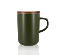 OGO Living – Tisanière Juliet 475 ml – Grès avec couvercle en bois d’acacia – Vert kaki