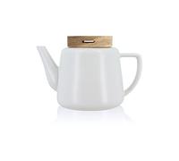 OGO Living – Théière Enzo en porcelaine blanche avec couvercle en bois 680 ml