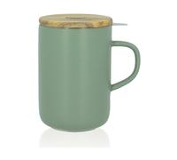 OGO Living – Tisanière Juliet 475 ml – Mug en grès, couvercle en acacia – Vert amande