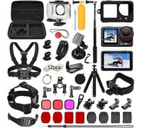 oGoDeal Kit d'accessoires pour DJI Osmo Action 5 Pro/4/3, étui de Protection étanche avec Tuba Accessoires de vélo Barre à Selfie Sangle de tête pour DJI Osmo