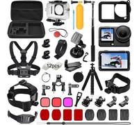 oGoDeal Kit d'accessoires pour DJI Osmo Action 6, étui étanche avec tuba et accessoires de plongée avec support de vélo, perche à selfie, sangle de tête pour DJI Osmo
