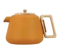 OGO LIVING - Théière en fonte Viggo 1000ml Jaune avec filtre en inox - Poignée et couvercle en bois - Idéale pour les amateurs de thé