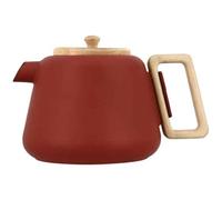 OGO LIVING - Théière en fonte Viggo 1000ml Paprika avec filtre en inox - Poignée et couvercle en bois - Idéale pour les amateurs de thé