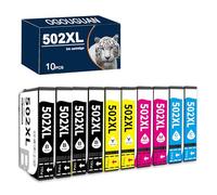 OGOUGUAN 502xl Lot de 10 Cartouches d'encre compatibles pour Epson 502 502XL Expression Home XP-5105 XP-5100 XP5105 Workforce WF-2860DWF WF-2865DWF WF-2860