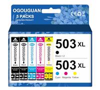 OGOUGUAN 503XL Cartouches d'encre Compatible pour Epson 503 XL pour Expression Home XP-5200 XP-5205 XP5200 XP5205 Workforce WF-2960 WF-2965 WF2960 WF2965 WF-2960DWF WF-2965DWF (5 Paquets)