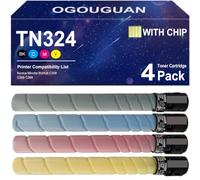 OGOUGUAN Cartouche de Remplacement TN-324, Compatible avec Les modèles Konica Minolta BizHub TN324K, TN324C, TN324M et TN324Y, Ainsi qu'avec Les modèles C258, C308 et C368 (Lot de 4)