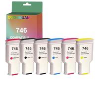 OGOUGUAN Cartouche d'encre Compatible 746 XL P2V79A 300ML High Yield Pigment Remplacement pour HP DesignJet Z6 Printer DesignJet Z9+ Printer (1, PBK/MBK/C/M/Y/CR)