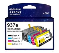 OGOUGUAN Cartouche d'encre Compatible H-P937e, Compatible H-P OfficeJet Pro 9120e, 9130e, 9720, 9730, 9110b, 9120b,9130b All-in-One Printer 1BK/1C/1Y/1M(4 avec puces)