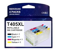 OGOUGUAN Cartouches d'encre Rechargeables 405 405XL avec puces de réinitialisation Automatique compatibles pour Workforce Pro WF-3825 WF-3820 WF-7840 WF-4820 WF-4825