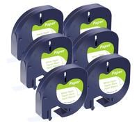 OGOUGUAN Wonfoucs Lot de 6 rubans adhésifs compatibles avec Dymo LetraTag 91330 pour étiqueteuse LT-100T LT-100H Plus 200B Blanc 12 mm x 4 m