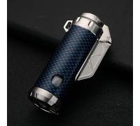 OGQBEAPC Allume-Cigare à gaz Coupe-Vent, Briquet à Trois Flammes Bleues Droites, fenêtre de Carburant Visible, Taille de Flamme réglable, adapté aux Bougies, cigares, Feux de Camp, Cadeaux.(B)