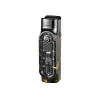 OGQBEAPC Briquet Butane Coupe-Vent à Injection directe à Trois Feux à Flamme Bleue, Briquet Portable en métal, Allume-Cigare, Taille de Flamme réglable, gaz Butane Rechargeable.(A)