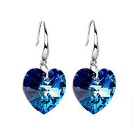 Ogquaton 1 paire de boucles d'oreilles à clip - Élégantes boucles d'oreilles en forme de cœur bleu - Pour femme - Accessoire de bijoux - Confortable et pratique.