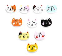 Ogquaton 100 Pcs Boutons en Bois Chat Impression Colorée 2 Trous Jolis Cadeau Décoration pour Coudre et Bricolage Artisanat Durable et Utile