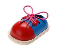 Ogquaton 1pc en bois chaussure de laçage jouet apprendre à attacher des lacets, fine motricité Jouet préscolaire l'éducation filetage jouet pour enfants pratique et pratique