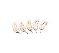 Ogquaton 25pcs tranches de Bois Naturel, tranches de Bois de Forme de Plume embellissements pour Mariage Carte de Bricolage Artisanat décorer