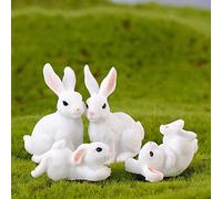 Ogquaton 4 Pcs Mini Lapin Figurine Décor De Jardin Plantes Succulentes Paysage DIY Ornement Durable et Utile