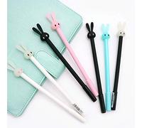 Ogquaton 4pcs stylos gel d'encre noire 0.38mm, papeterie de stylo lapin Kawaii durable et pratique