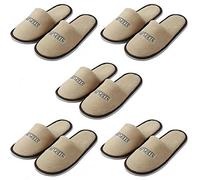 Ogquaton 5 Paires de Pantoufles Non jetables Marron en Peluche Pantoufles à Bout fermé pour hôtel Voyage Spa 29 cm * 11,5 cm durables et utiles