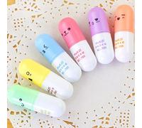 Ogquaton 6pcs / set Mini surligneur en forme de pilule pour l'écriture, stylo face mignonne graffiti stylo fournitures scolaires coréen papeterie New Released