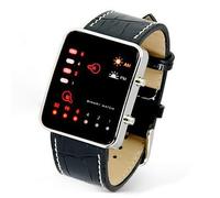 Ogquaton Affichage numérique Binaire à LED d'affichage à LED de Sport de la Mode des Hommes Montre-Bracelet de Cuir de Faux Portable et utile