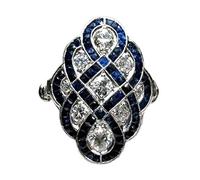 Ogquaton Bague de fiançailles pour femme avec saphirs et diamants blancs - le meilleur choix