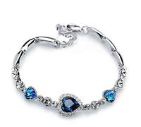 Ogquaton Bracelet en cristal en forme de cœur pour femme et fille